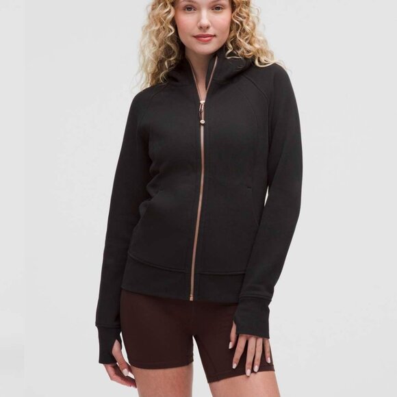 Lululemon Scuba Full-Zip Hoodie - Black / Rose Gold - Women's Size 8 - LW3JGYS - Picture 1 of 8